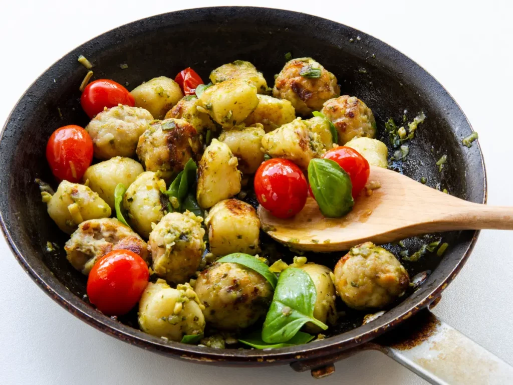 Sauted meatballs with Gnocchi