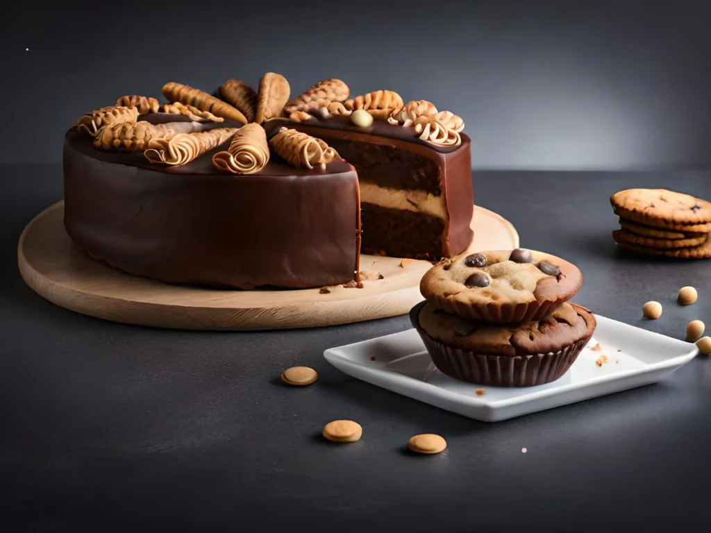 Chocolate Chunk Banana Cake with Peanut Butter Swirl 