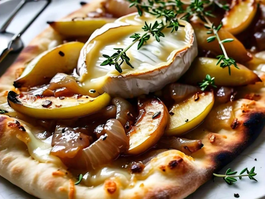 Apple Brie and Caramelized Onion Flatbreads 